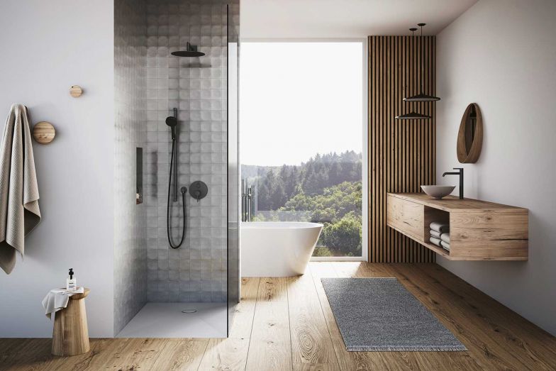 Die neue Duschfläche «Delta» aus glasiertem Titanstahl vereint Ästhetik und Funktionalität für ein luxuriöses Duscherlebnis und ist die ideale Lösung für bodenebene Duschen. Mit ihrem sanften Gefälle, vielfältigen Farboptionen und Massanfertigungsmöglichkeiten passt sie sich perfekt jedem Badezimmer an und bietet dabei höchste Hygiene, Rutschsicherheit sowie langlebige Qualität. schmidlin.ch