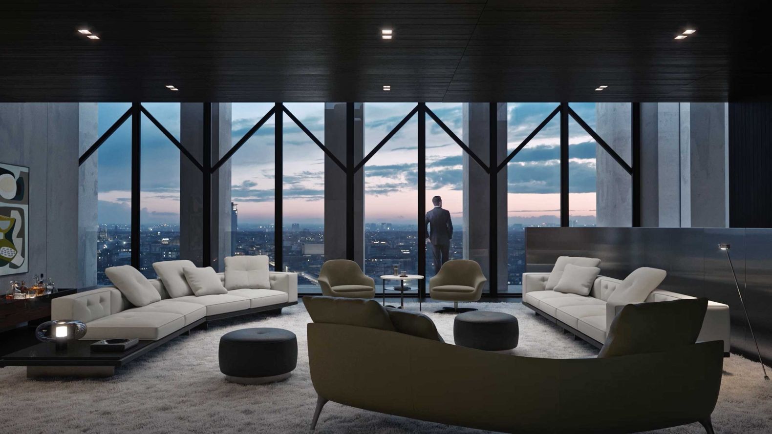 Die Reise beginnt in Mailand. Die Designmöbel schaffen eine Wohnung voller Eleganz. Die Sitzlandschaft wird zum Ruheort vor der Kulisse einer schillernden Grossstadt.