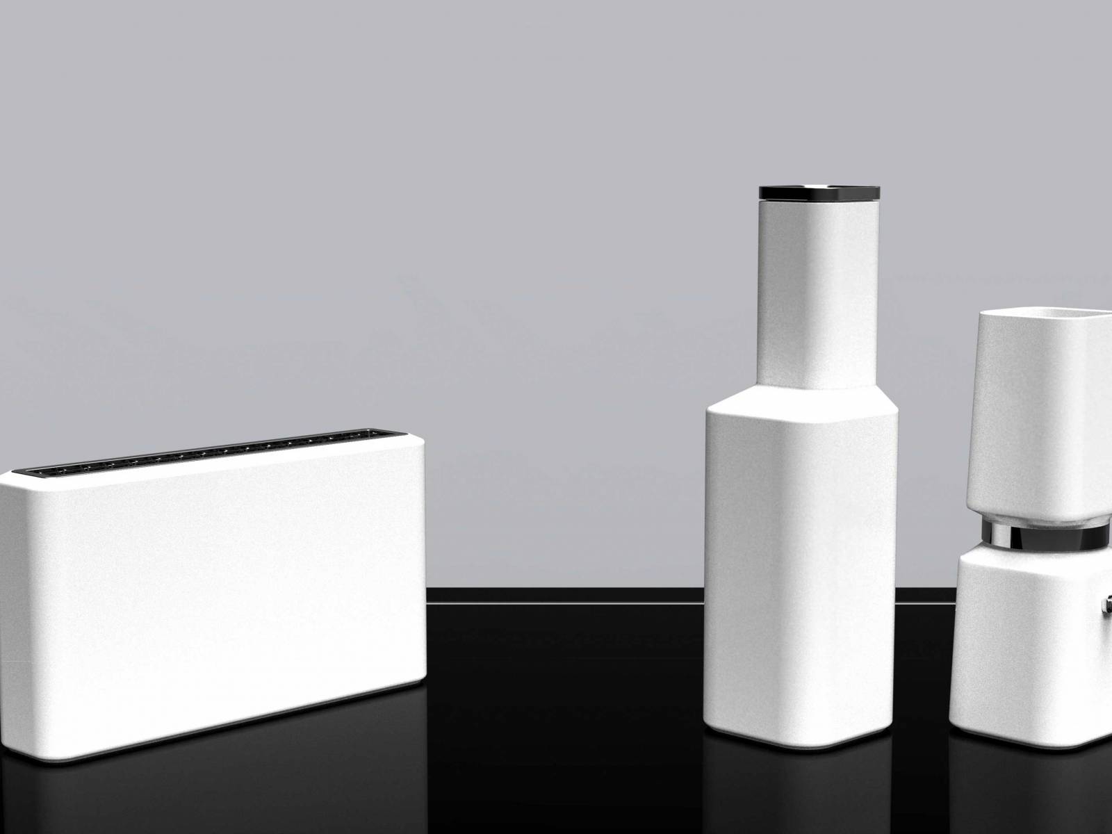 «Pura» – Küchenkleingeräte, die mit dem Induktionskochfeld gesteuert werden. Design: Carolien Janssens.